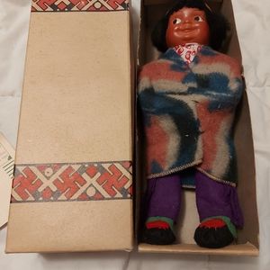 1930s minnehaha Native Character DOLL 10 INCH IN THE ORIGINAL BOX n bonus pages